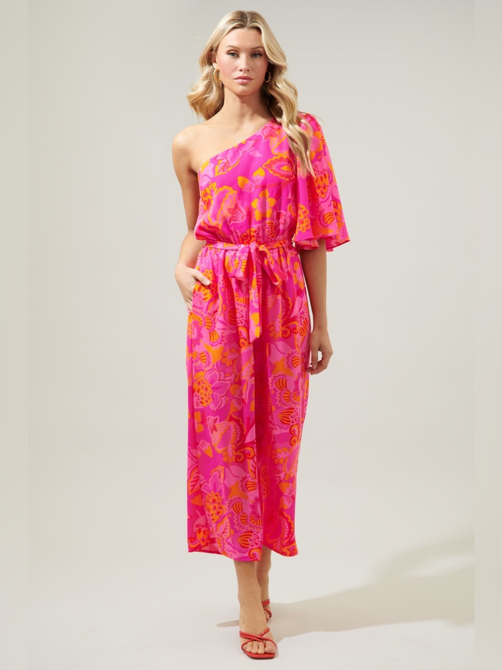 Sugarlips Lanai Tropics One Shoulder Libby Cropped Jumpsuit